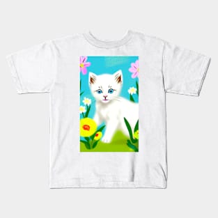 Cute white kitten Kids T-Shirt